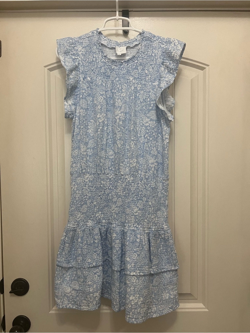 ANTHROPOLOGIE sundays Light Blue Floral Smocked Midi Dress